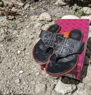 Tory Burch Black Logo Sandals